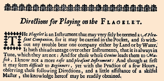 The Pleasant Companion-description du flageolet